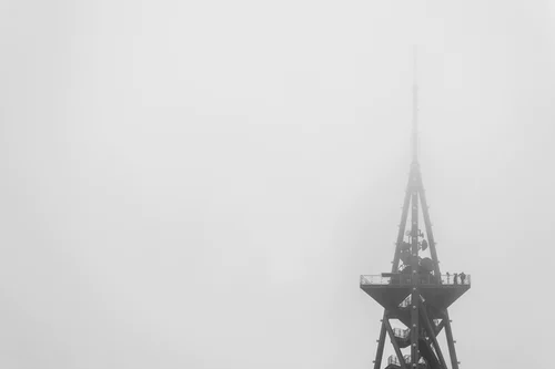 cell tower in fog